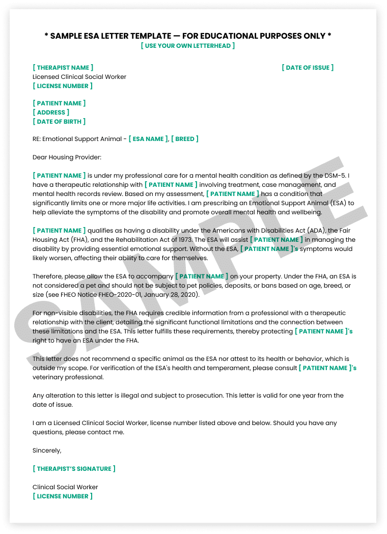 ESA Forms & Letters: Everything You Need to Know 7 ESA sample letter